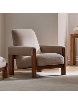 West Elm Nils Deluxe Velvet Chair, Natural - view 2, Deluxe Velvet