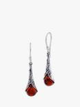 Be-Jewelled Baltic Amber Art Nouveau Drop Earrings, Silver