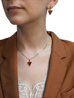 Be-Jewelled Baltic Amber Triangle Pendant Necklace, Gold - view 2, Gold