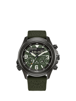 Citizen JV1005-02W Men's Promaster Land Chronograph Fabric Strap Watch, Green