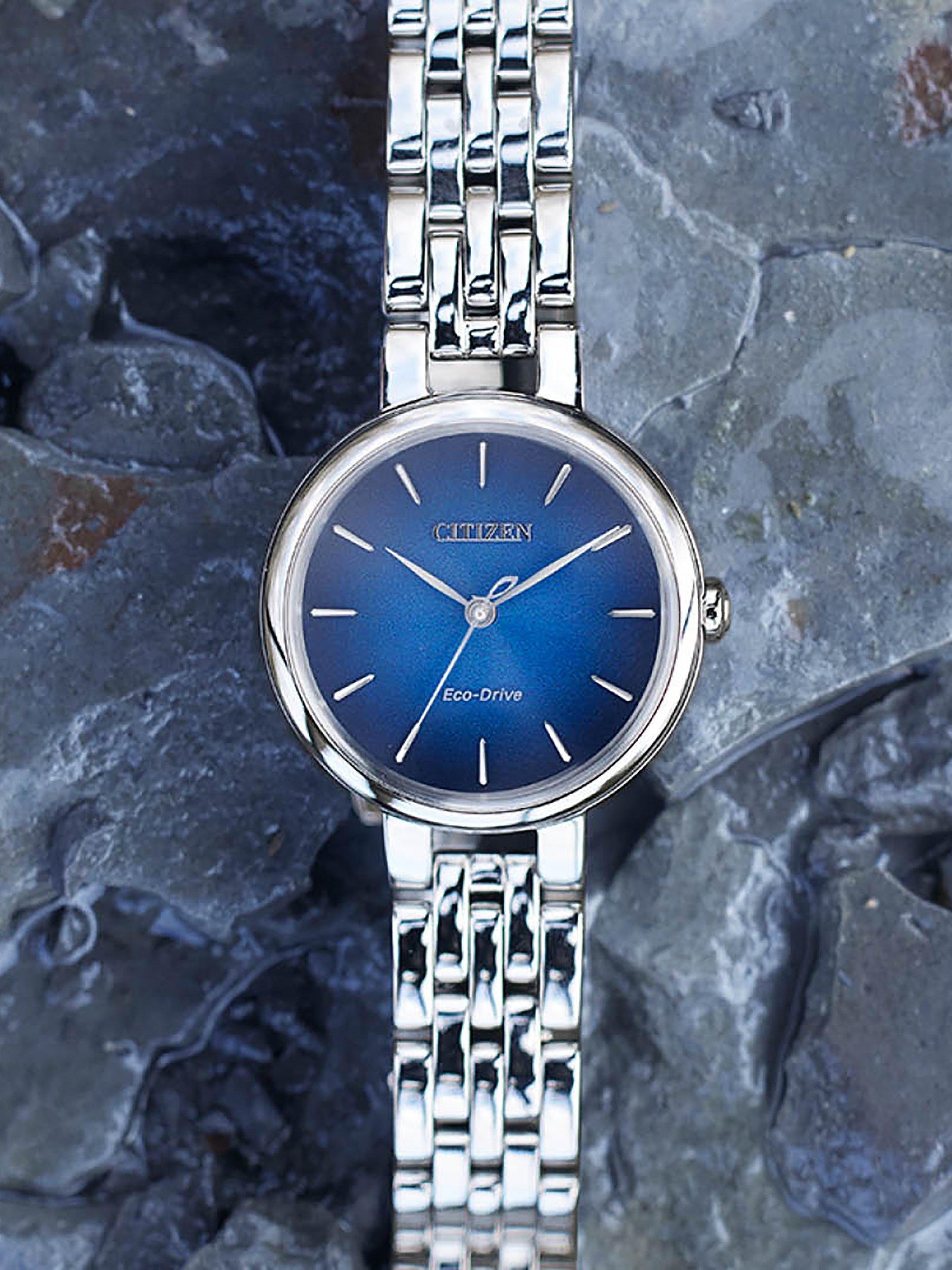 Product image 4 of 5, which shows Citizen Women's L Collection Eco-Drive Bracelet Strap Watch, Silver/Blue EM1163-09X