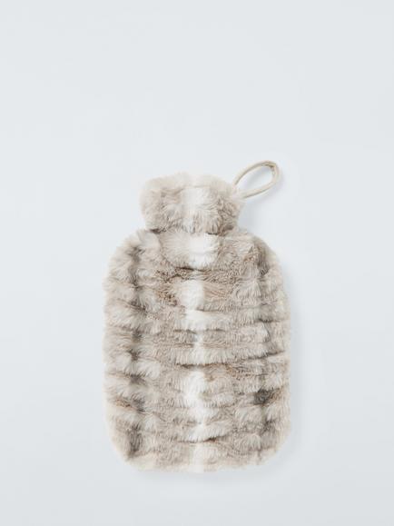 John Lewis Faux Fur Hot Water Bottle, Chinchilla, Brown