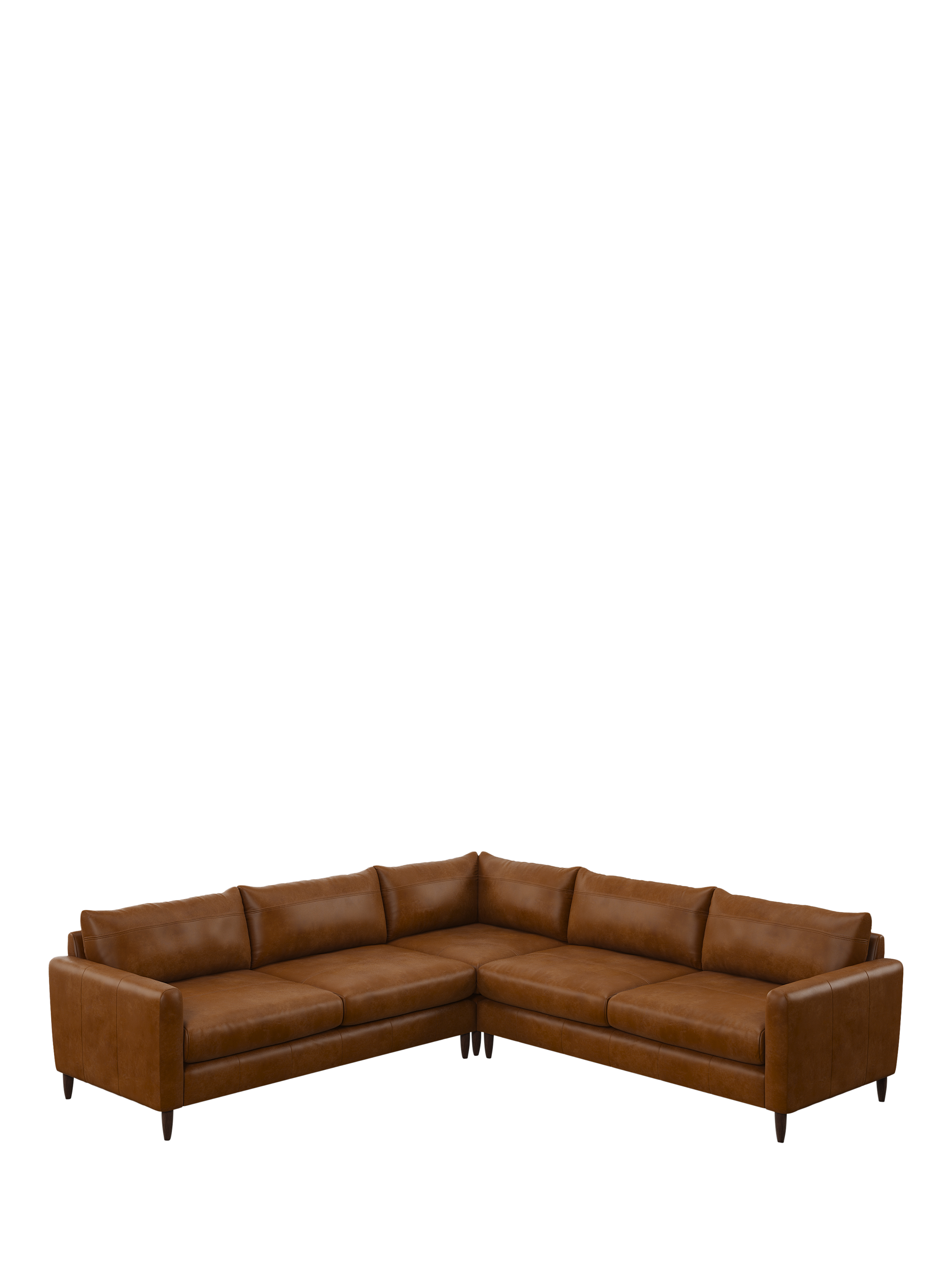Bailey II Range, John Lewis Bailey II 5+ Seater Leather Corner Sofa, Dark Leg, Premium Caramel