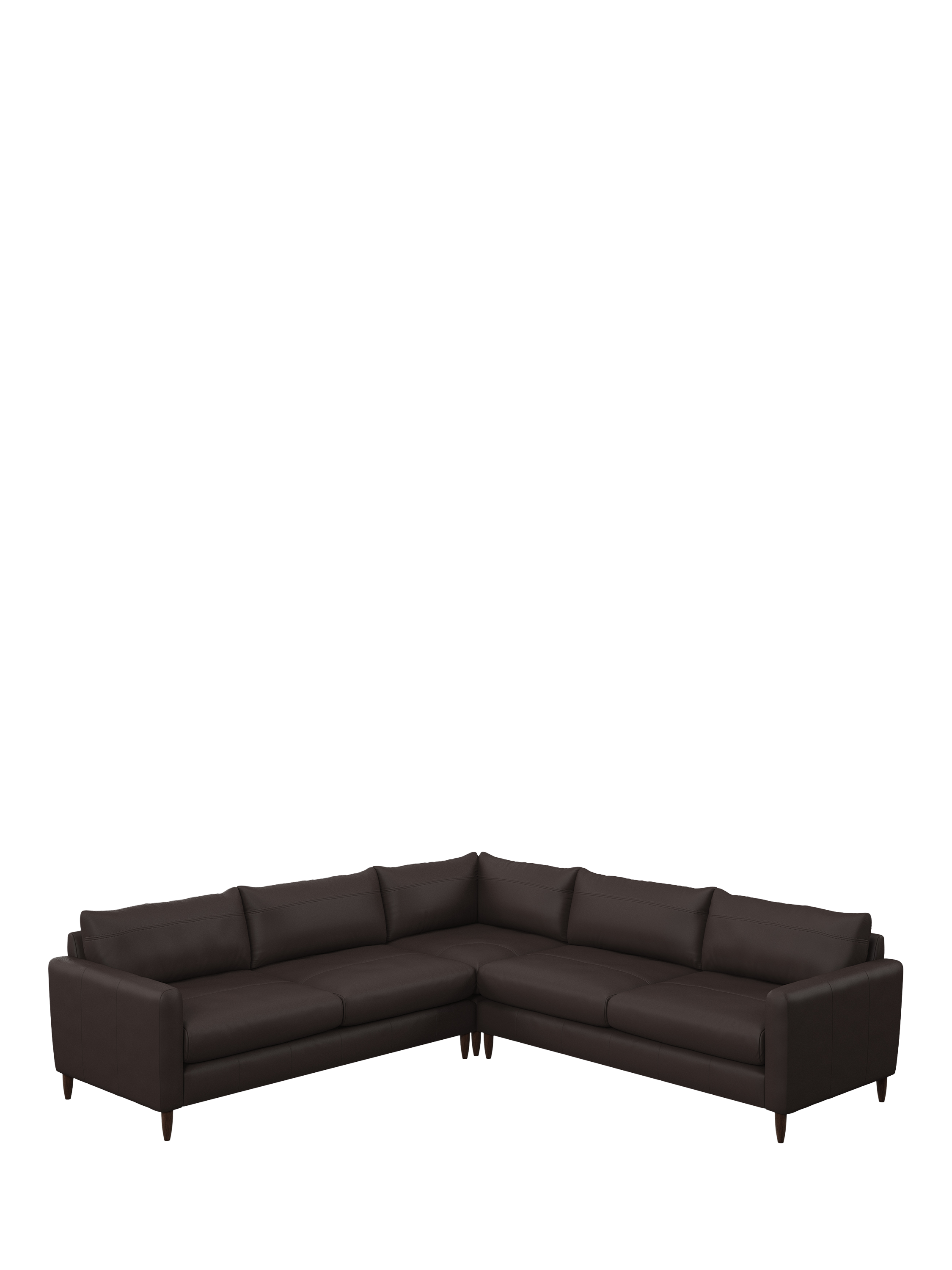 Bailey II Range, John Lewis Bailey II 5+ Seater Leather Corner Sofa, Dark Leg, Matt Chocolate