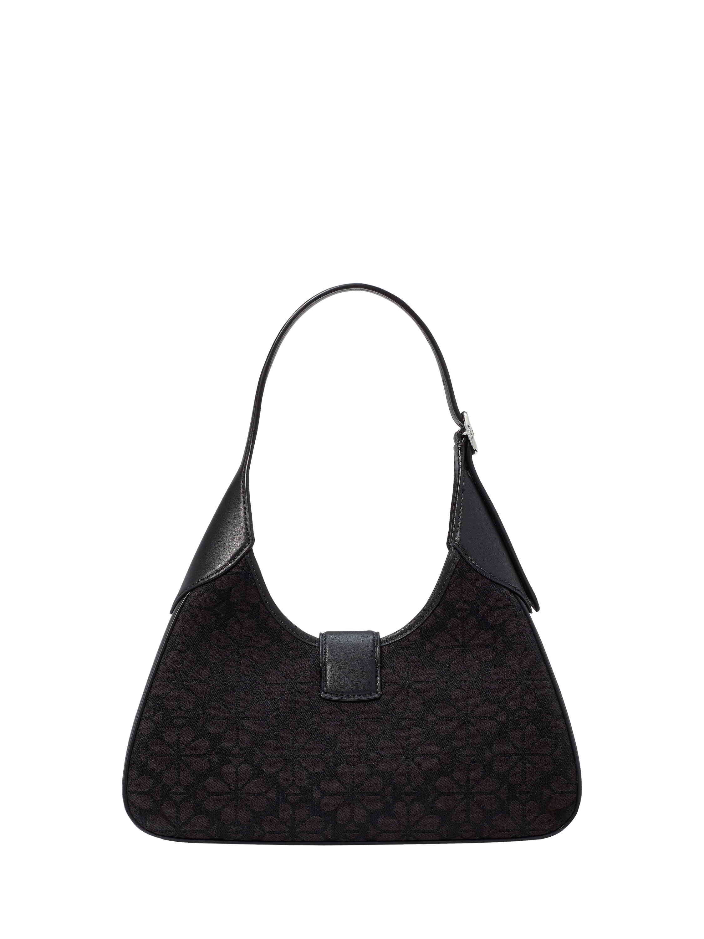 Product image 3 of 5, which shows kate spade new york Nouveau Spade Flower Jacquard Shoulder Bag, Black