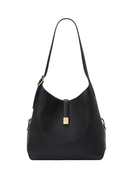 kate spade new york Deco Large Leather Shoulder Bag, Black