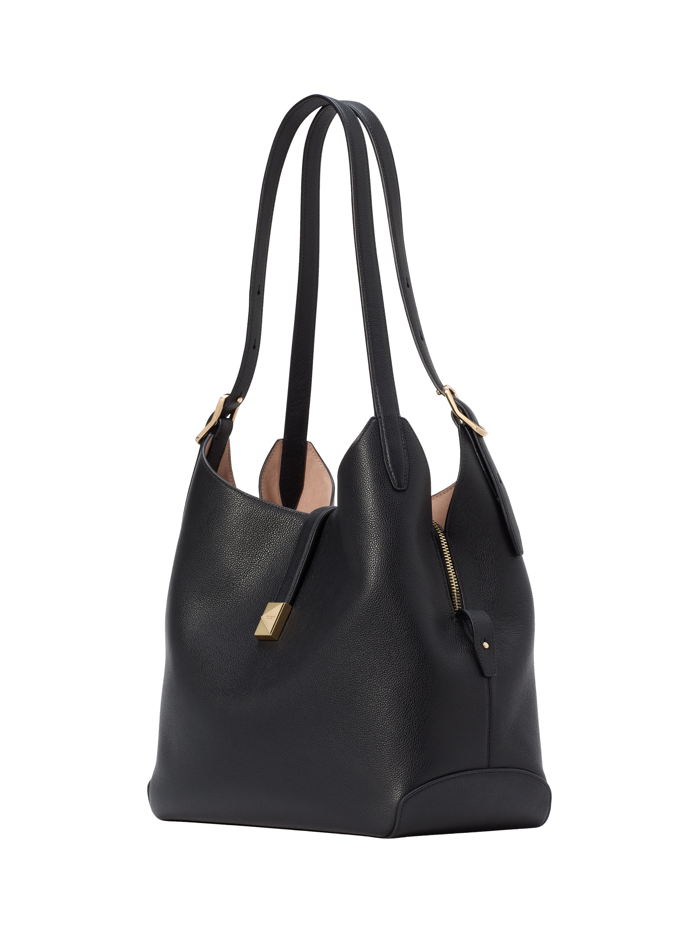 Product image 4 of 5, which shows kate spade new york Deco Large Leather Shoulder Bag, Black