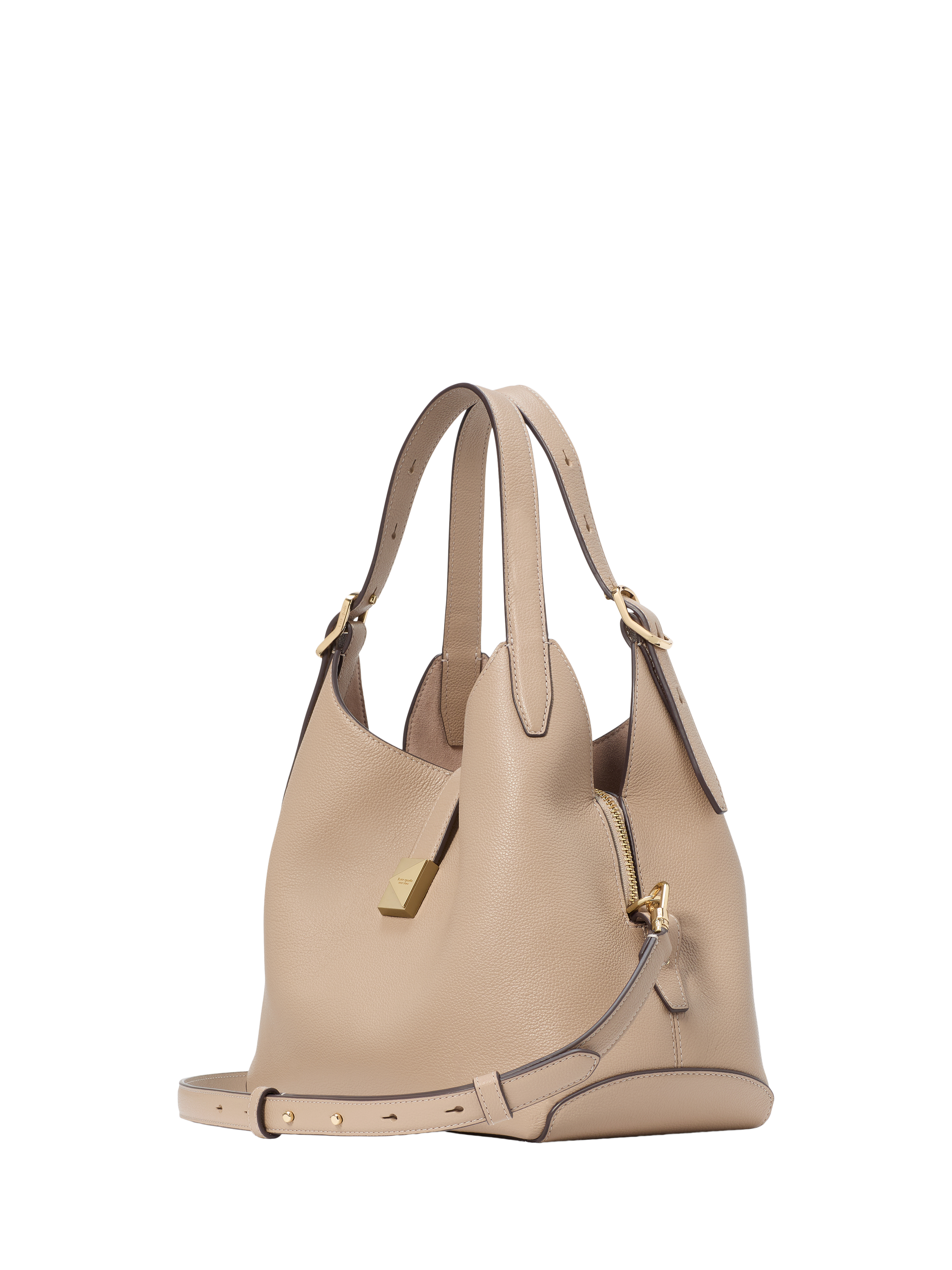 Product image 5 of 6, which shows kate spade new york Deco Leather Medium Crossbody Tote Bag, Timeless Taupe