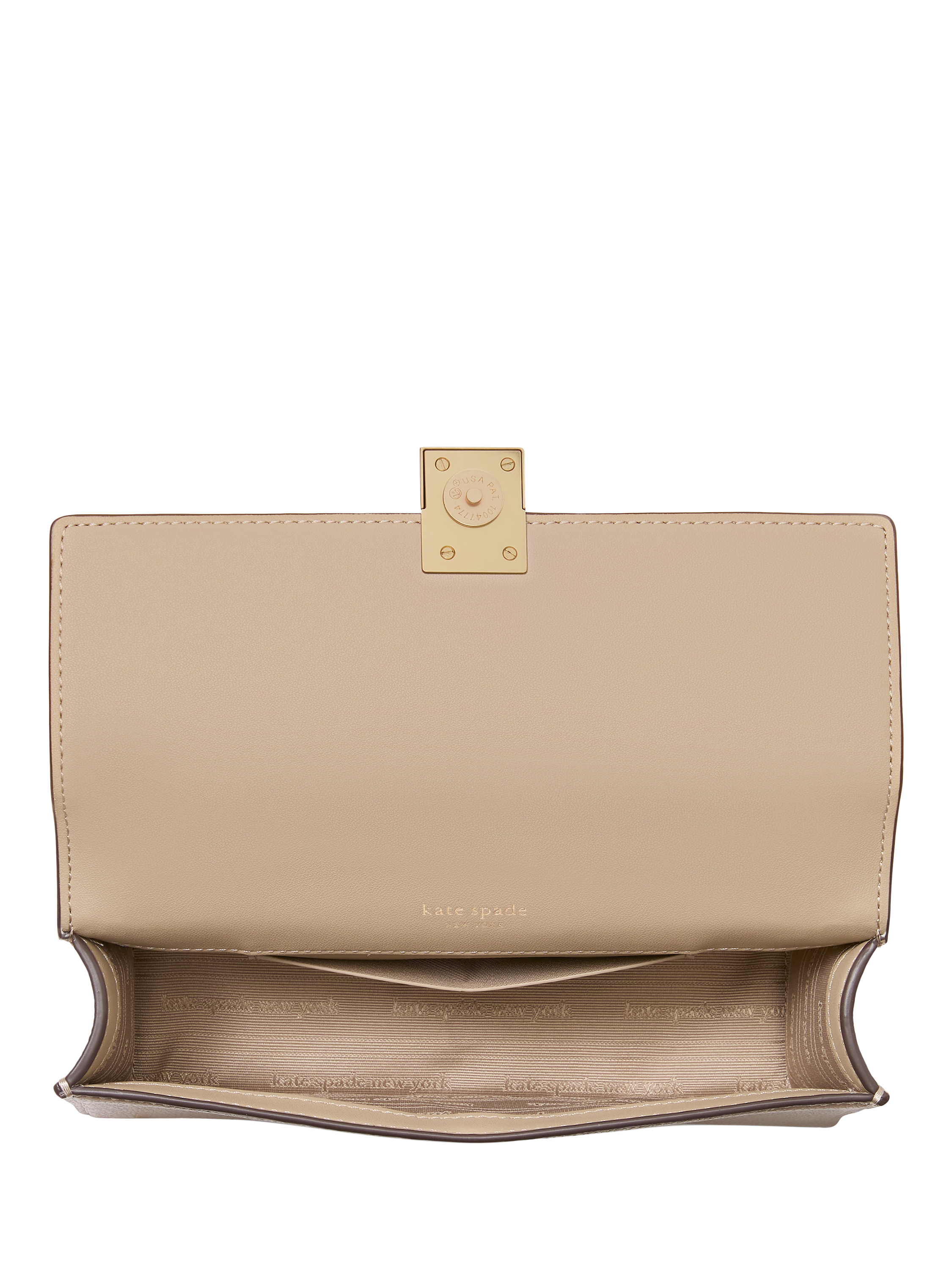 Product image 3 of 4, which shows kate spade new york Deco Leather Mini Flapover Crossbody Bag, Timeless Taupe