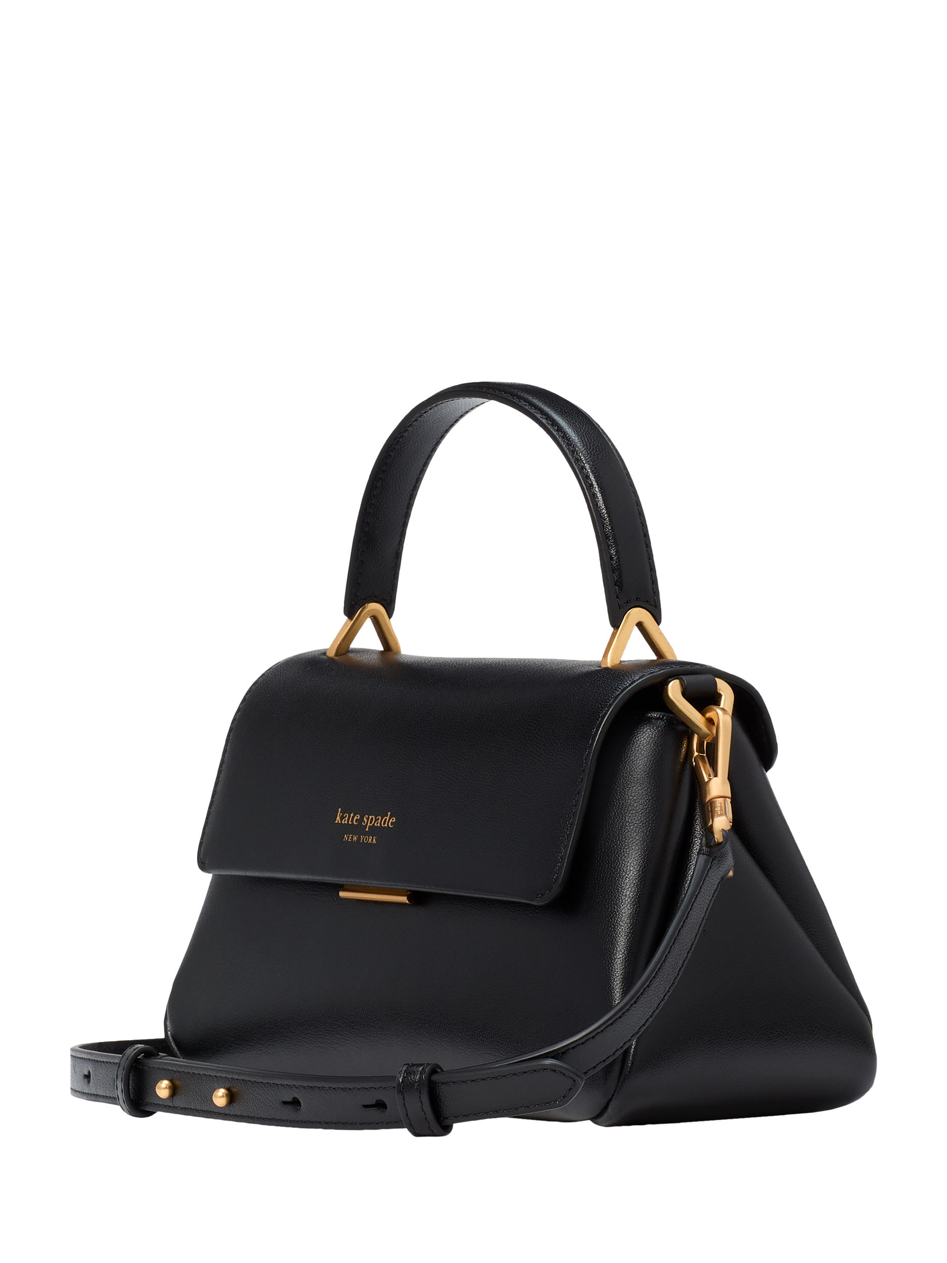Product image 4 of 5, which shows kate spade new york Grace Leather Small Top Handle Clutch Bag, Black