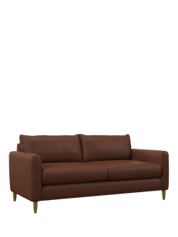 John Lewis Bailey II Large 3 Seater Leather Sofa, Light Leg, Matt Chestnut