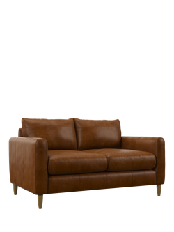 John Lewis Bailey II Small 2 Seater Leather Sofa, Light Leg, Premium Caramel