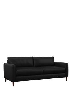 John Lewis Bailey II Grand 4 Seater Leather Sofa, Dark Leg, Matt Black