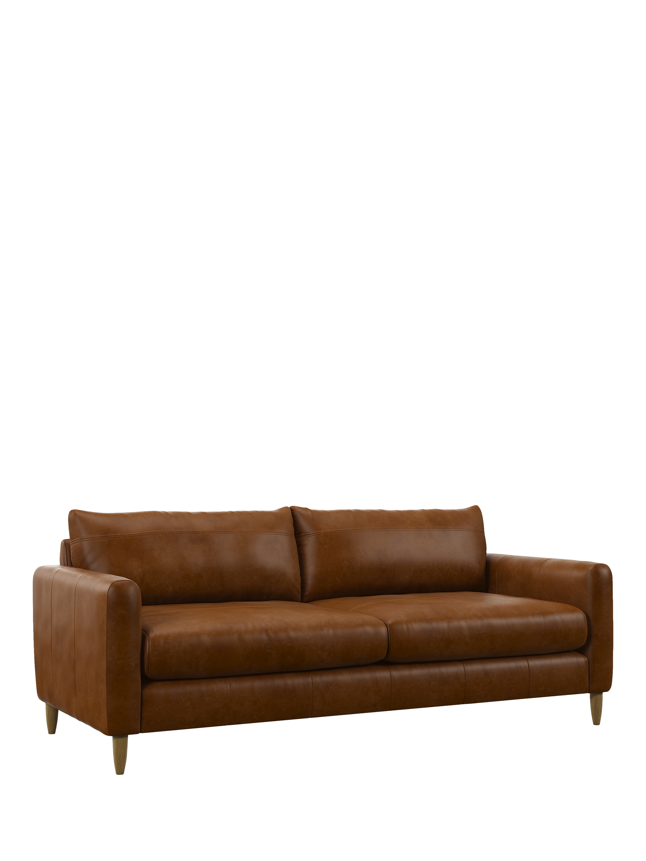 Bailey II Range, John Lewis Bailey II Grand 4 Seater Leather Sofa, Light Leg, Premium Caramel