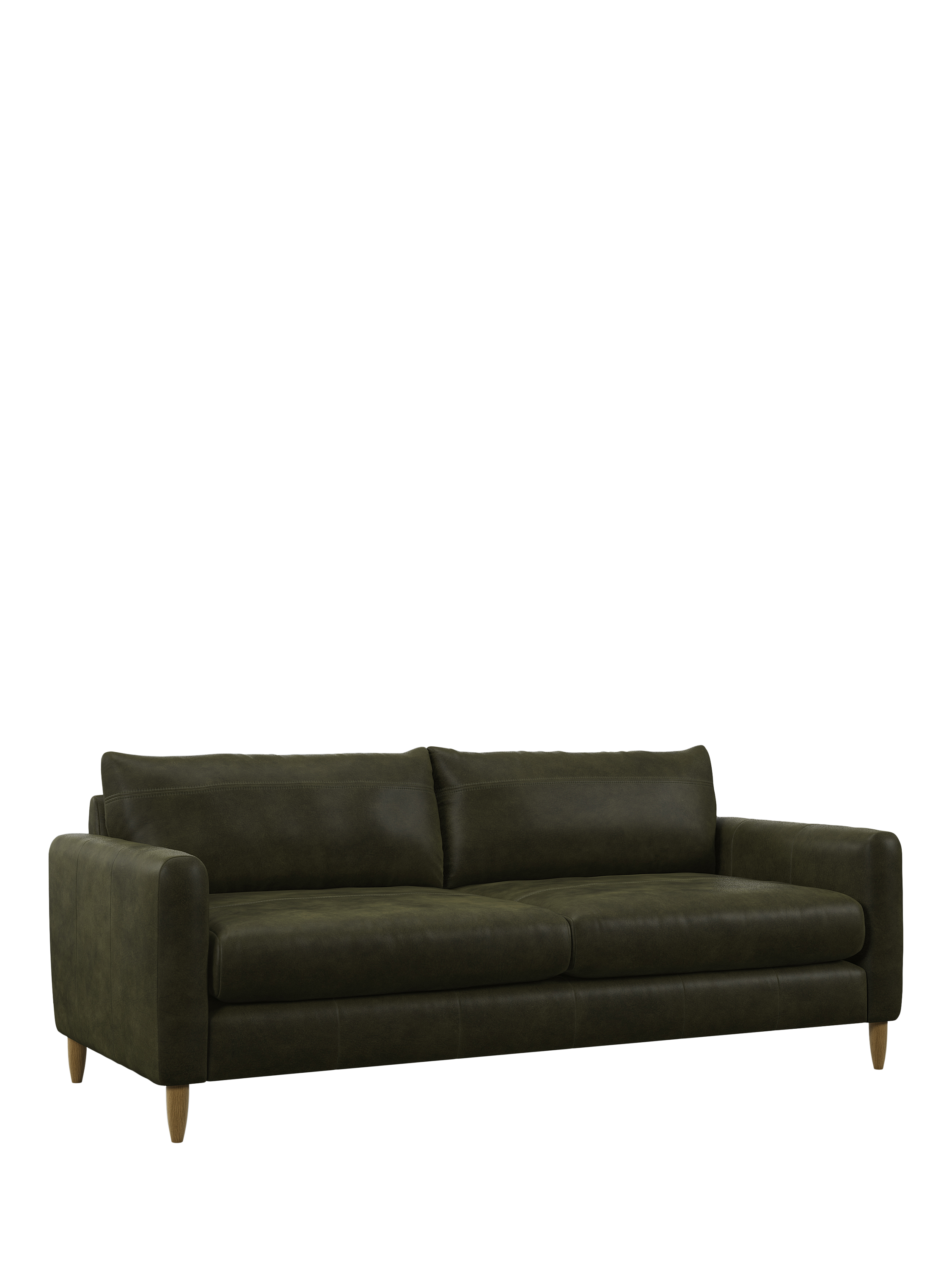 Bailey II Range, John Lewis Bailey II Grand 4 Seater Leather Sofa, Light Leg, Demetra Green