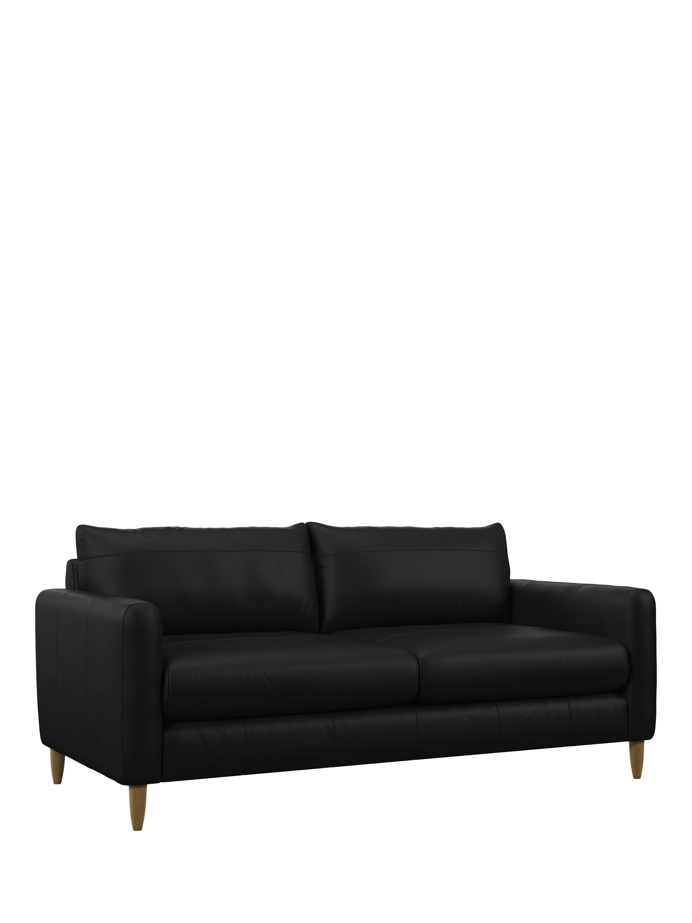 Bailey II Range, John Lewis Bailey II Large 3 Seater Leather Sofa, Light Leg, Matt Black