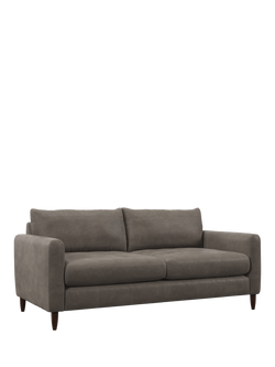 John Lewis Bailey II Large 3 Seater Leather Sofa, Dark Leg, Demetra Grey