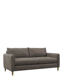 John Lewis Bailey II Large 3 Seater Leather Sofa, Light Leg, Demetra Grey
