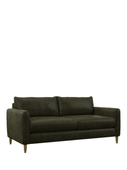 John Lewis Bailey II Large 3 Seater Leather Sofa, Light Leg, Demetra Green