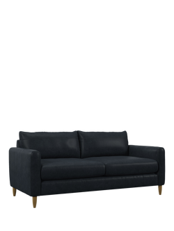John Lewis Bailey II Large 3 Seater Leather Sofa, Light Leg, Vintage Jeans