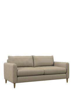 John Lewis Bailey II Large 3 Seater Leather Sofa, Light Leg, Matt Pearl