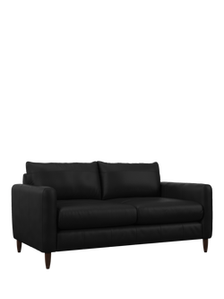 John Lewis Bailey II Medium 2 Seater Leather Sofa, Dark Leg, Matt Black
