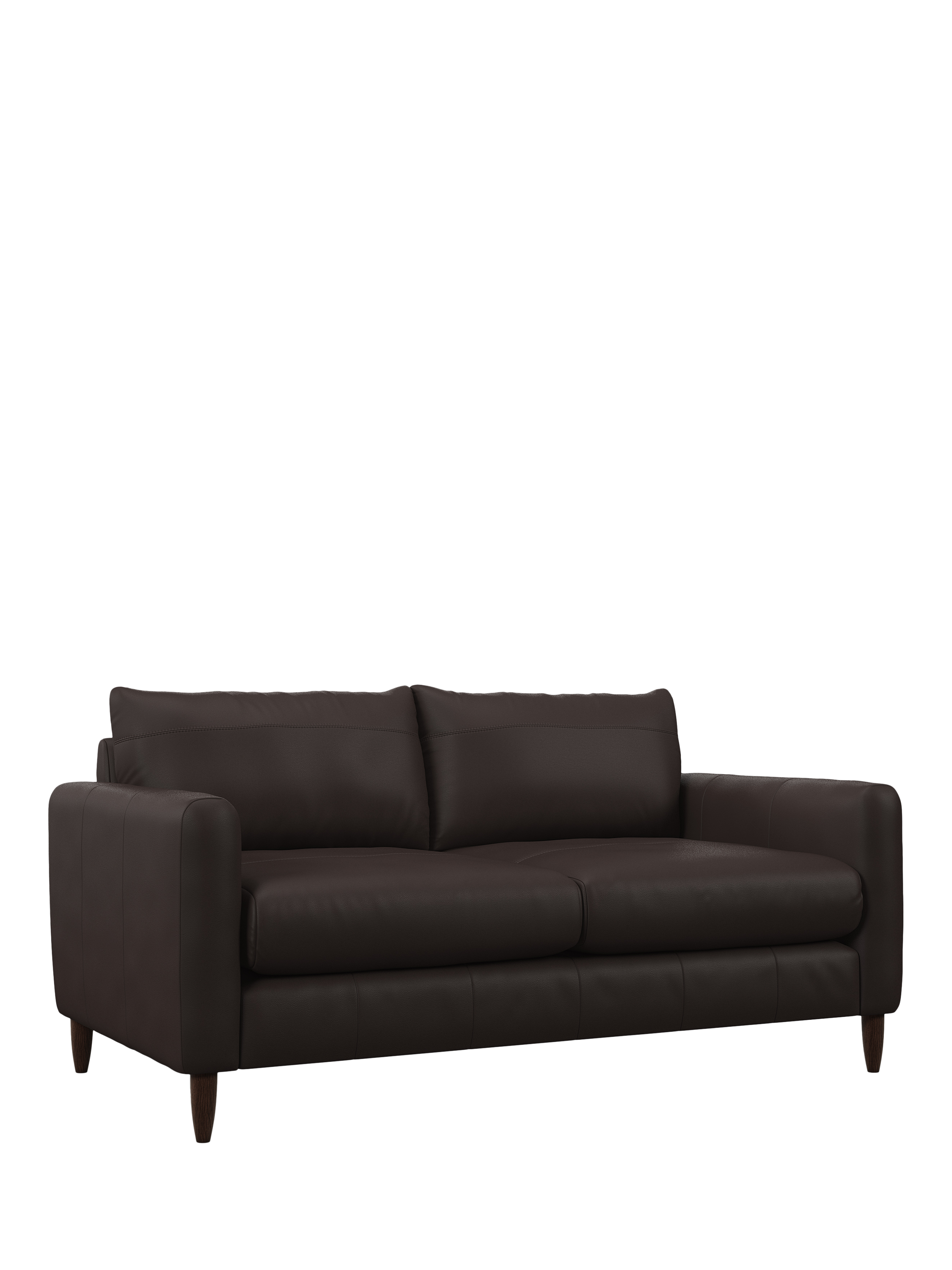 Bailey II Range, John Lewis Bailey II Medium 2 Seater Leather Sofa, Dark Leg, Matt Chocolate