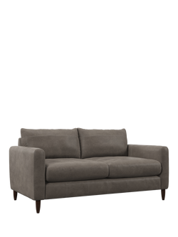 John Lewis Bailey II Medium 2 Seater Leather Sofa, Dark Leg, Demetra Grey