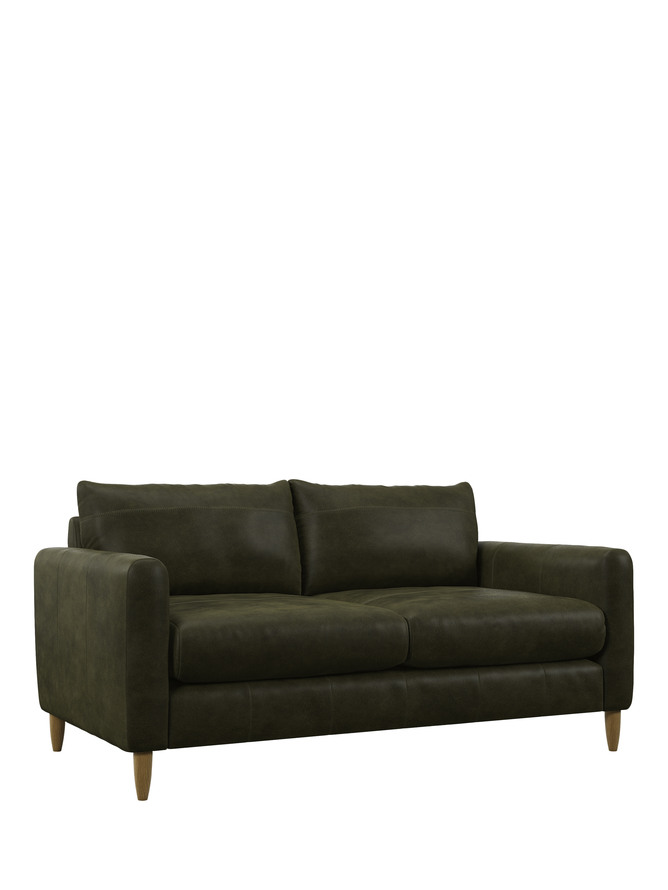 Bailey II Range, John Lewis Bailey II Medium 2 Seater Leather Sofa, Light Leg, Demetra Green