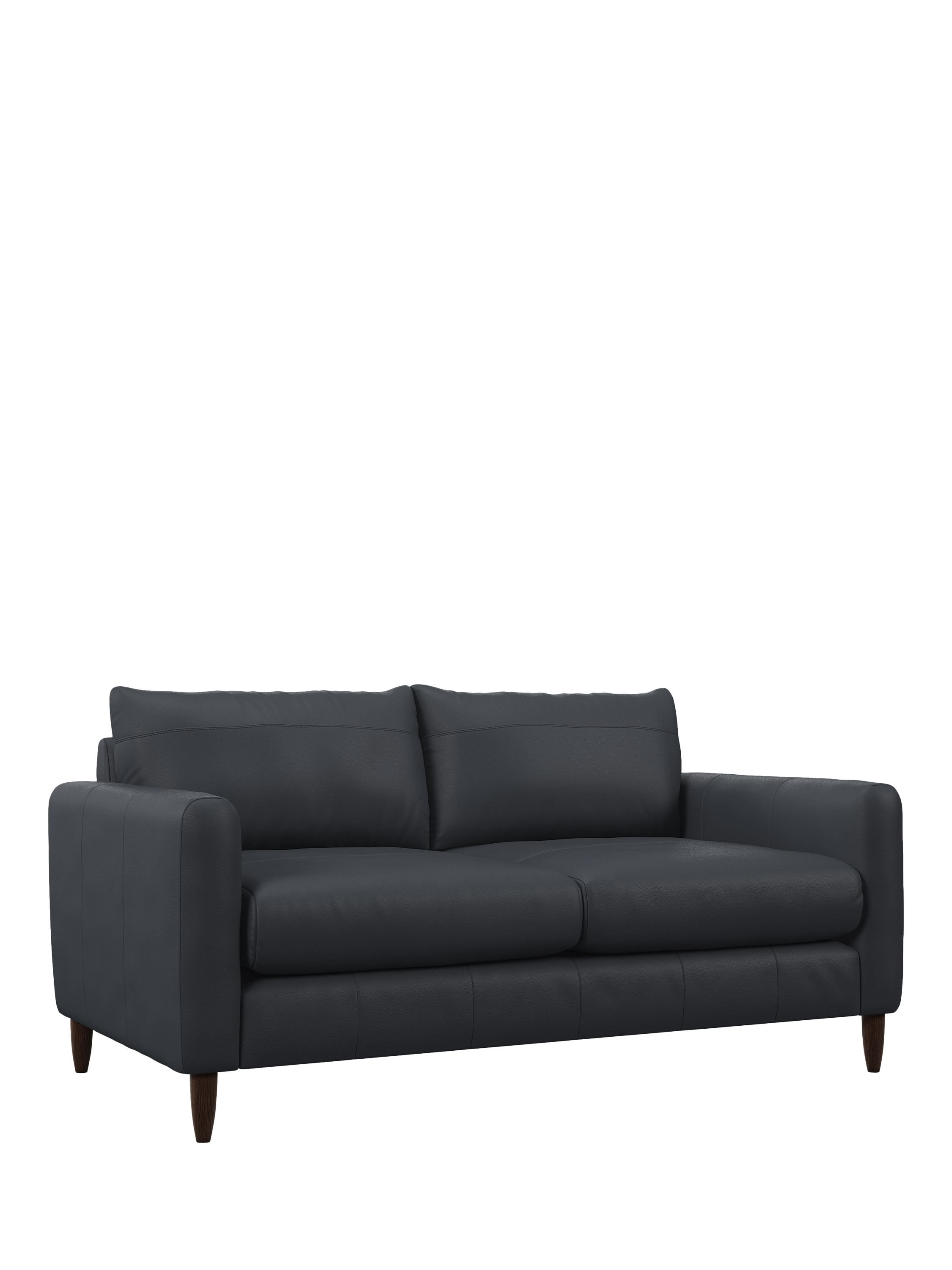 Bailey II Range, John Lewis Bailey II Medium 2 Seater Leather Sofa, Dark Leg, Matt Navy
