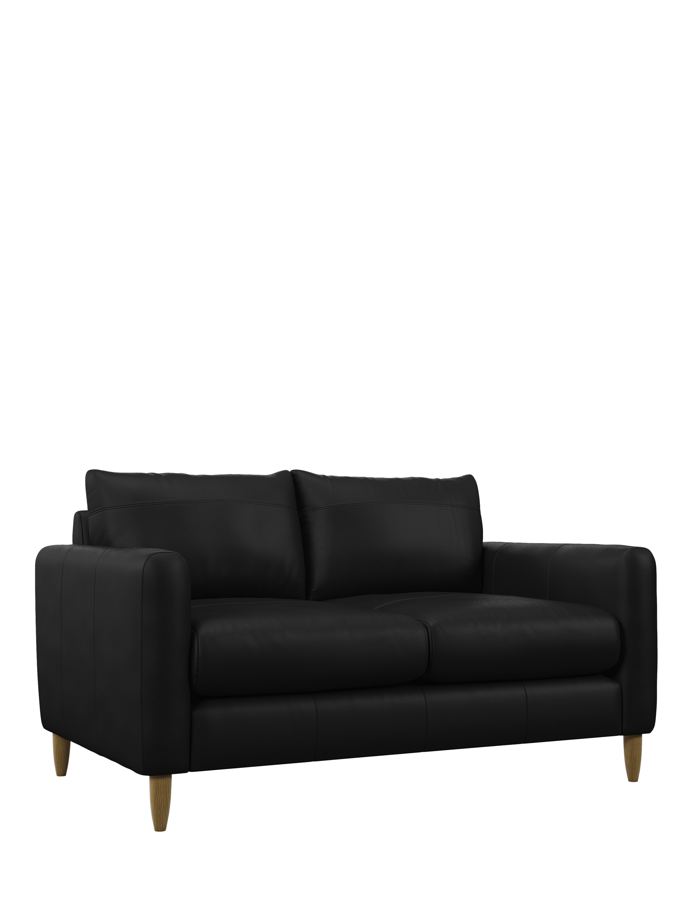 Bailey II Range, John Lewis Bailey II Small 2 Seater Leather Sofa, Light Leg, Matt Black