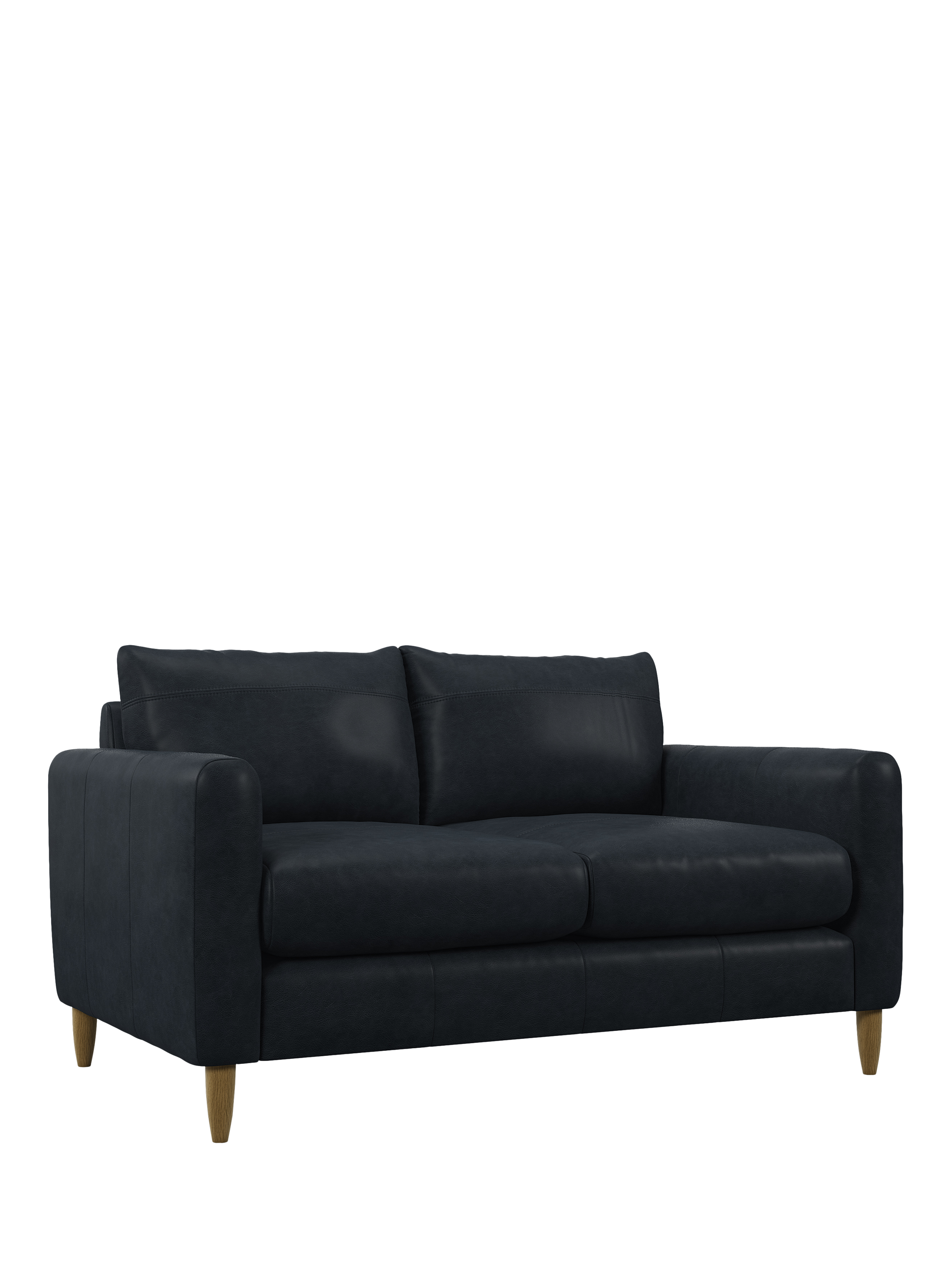 Bailey II Range, John Lewis Bailey II Small 2 Seater Leather Sofa, Light Leg, Vintage Jeans