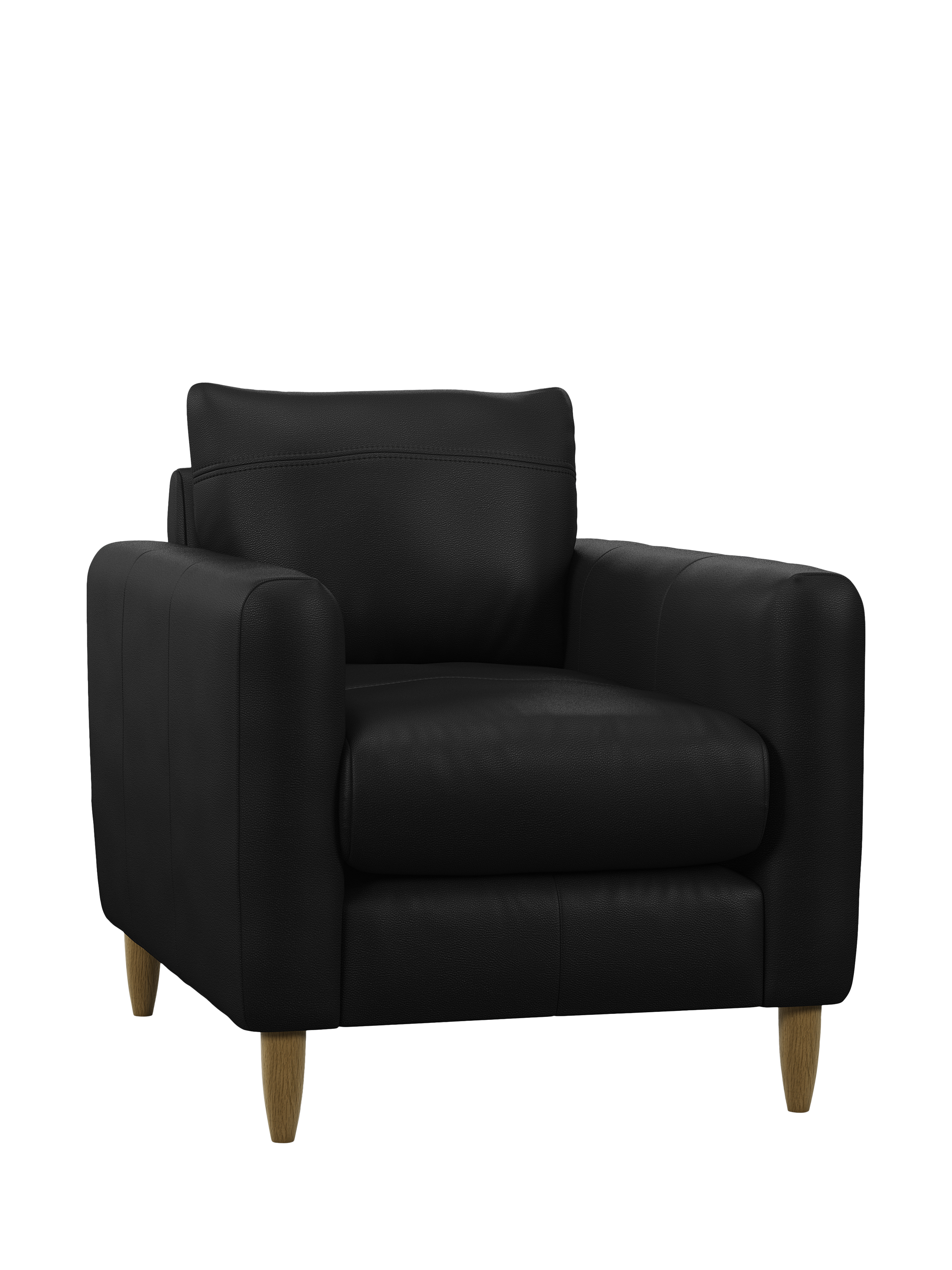 Bailey II Range, John Lewis Bailey II Leather Armchair, Light Leg, Matt Black