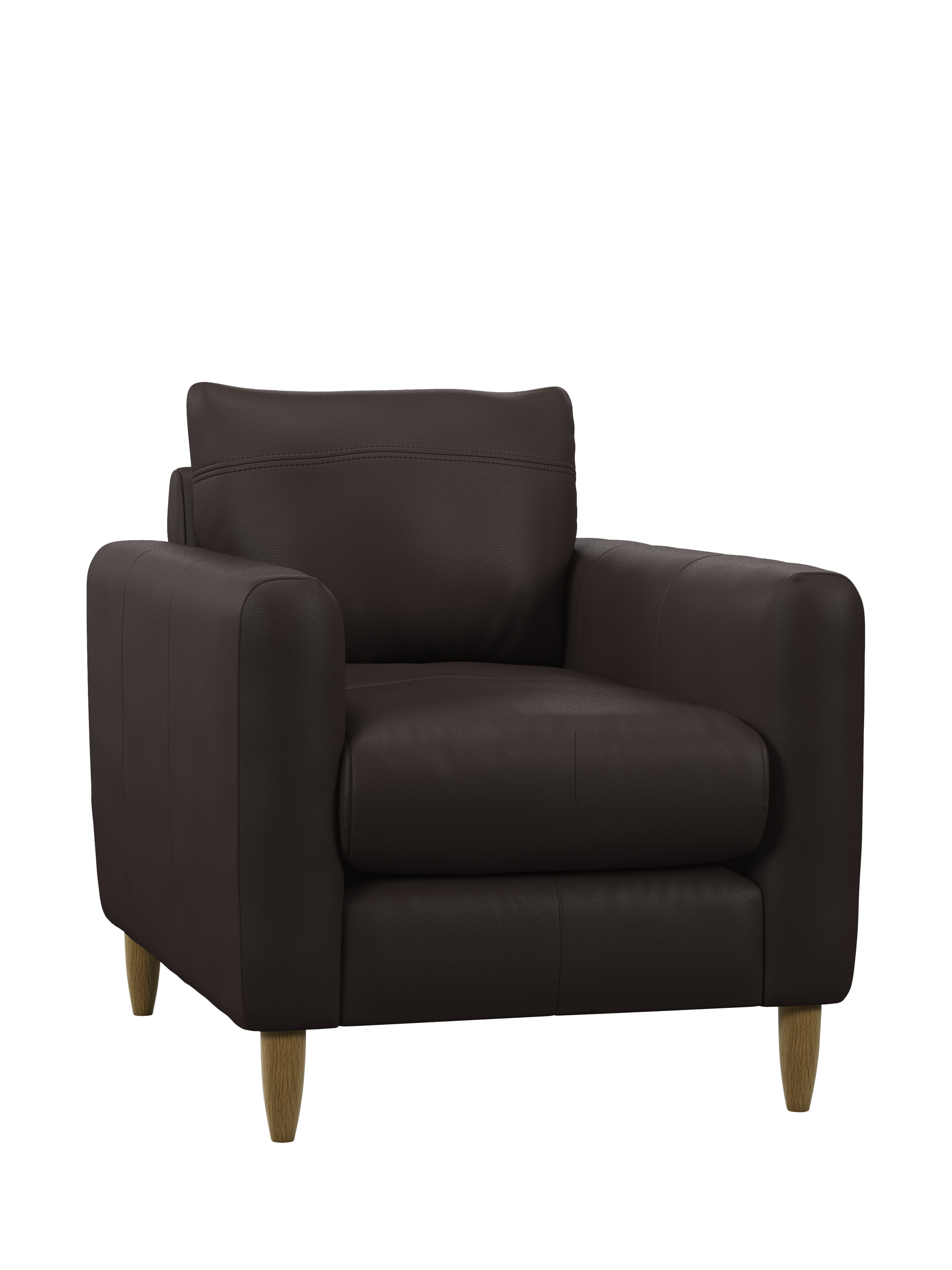 Bailey II Range, John Lewis Bailey II Leather Armchair, Light Leg, Matt Chocolate