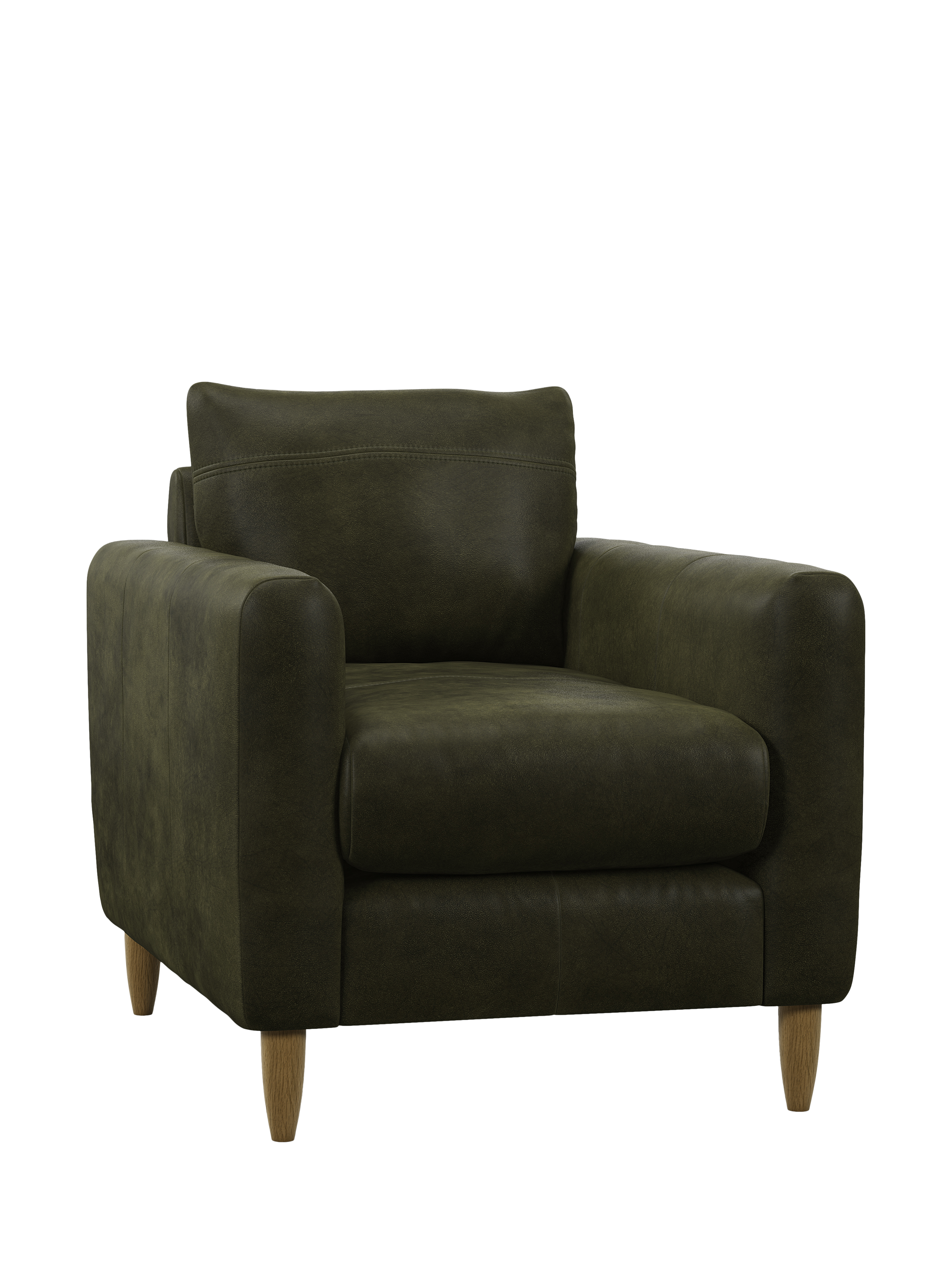 Bailey II Range, John Lewis Bailey II Leather Armchair, Light Leg, Demetra Green