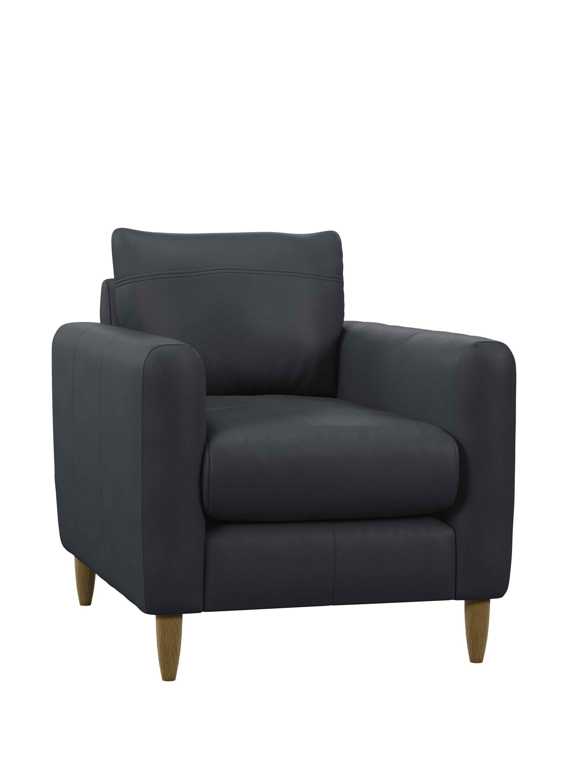 Bailey II Range, John Lewis Bailey II Leather Armchair, Light Leg, Matt Navy