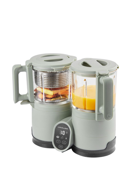 Babymoov Nutribaby+ Glass Baby Food Processor, Celadon Green, Celadon Green