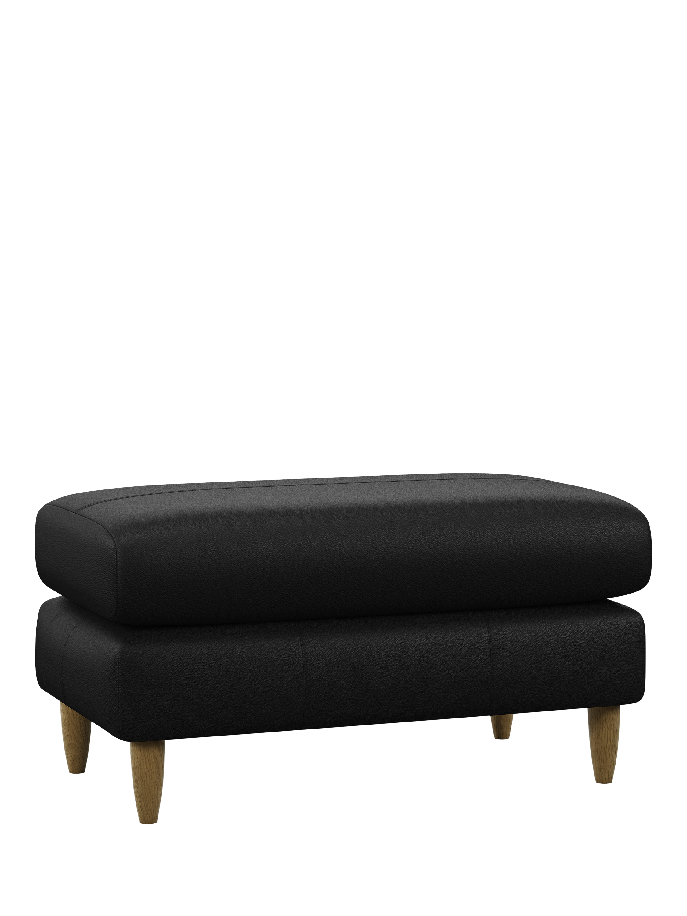 Bailey II Range, John Lewis Bailey II Leather Footstool, Light Leg, Matt Black