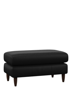 John Lewis Bailey II Leather Footstool, Dark Leg, Matt Black