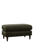 John Lewis Bailey II Leather Footstool, Dark Leg, Demetra Green