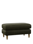 John Lewis Bailey II Leather Footstool, Light Leg, Demetra Green