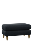John Lewis Bailey II Leather Footstool, Light Leg, Vintage Jeans