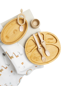Bibado Coverall, Plate, Bowl, Dippit, Cutlery and Cup Bamboo Weaning Bundle, Multi