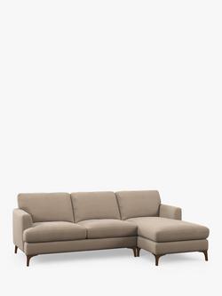 John Lewis Iona RHF Chaise 4 Seater Sofa, Dark Leg, Easy Clean Chunky Chenille Natural, Easy Clean Chunky Chenille Natural