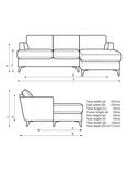 John Lewis Iona RHF Chaise 4 Seater Sofa, Dark Leg, Easy Clean Chunky Chenille Natural
