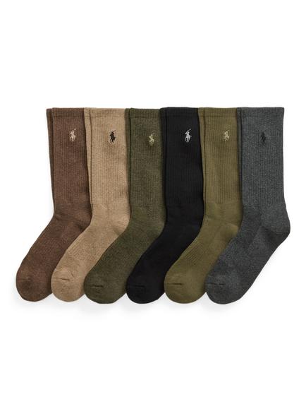 Polo Ralph Lauren Autumn Shades Socks, Pack of 6, Brown Multi, Brown Multi