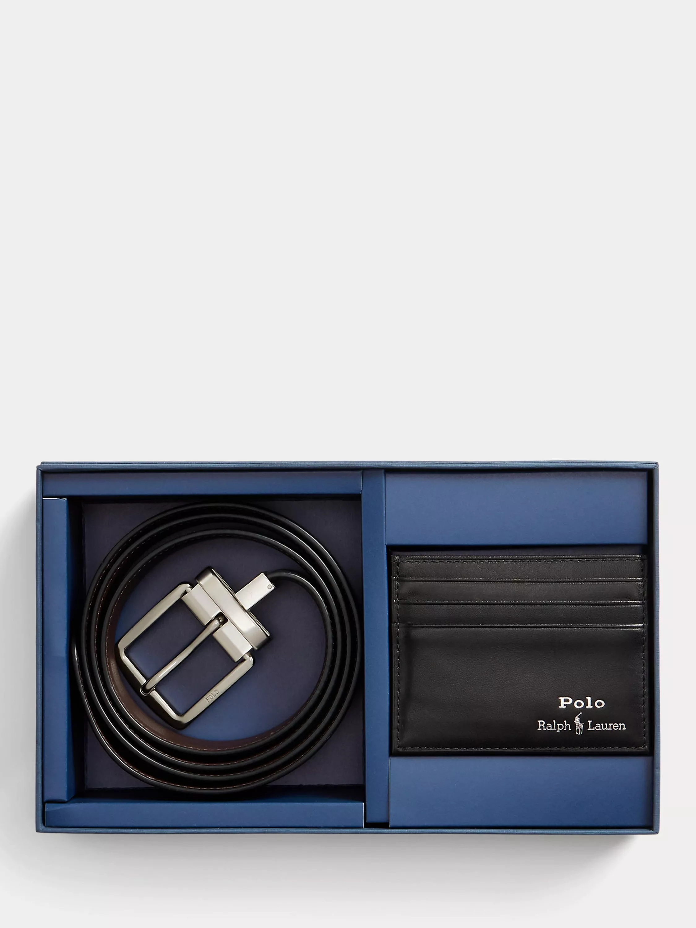 Polo Ralph Lauren Reversible Belt & Card Holder Gift Set, Black