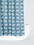 John Lewis Leopards Recycled Polyester Shower Curtain, Bluestone