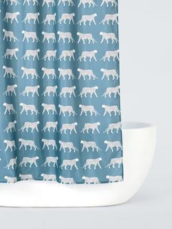 John Lewis Leopards Recycled Polyester Shower Curtain, Bluestone, Bluestone