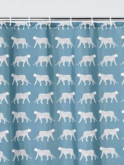 John Lewis Leopards Recycled Polyester Shower Curtain, Bluestone - view 2, Bluestone